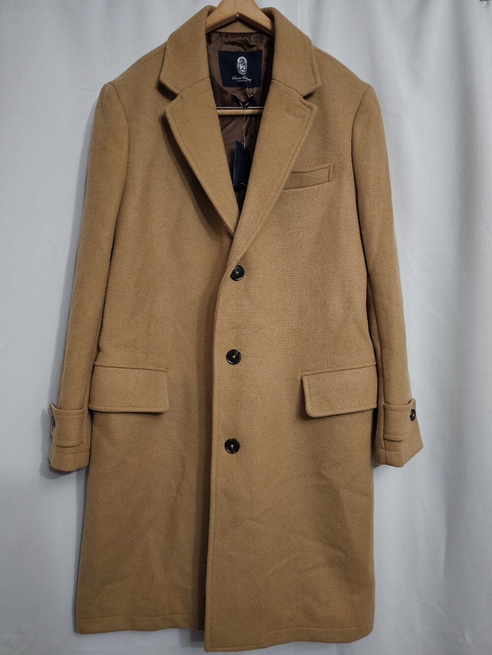 Lands End Wool Top Coat Long Classic Clothing Size Medium Camel Tan NWT